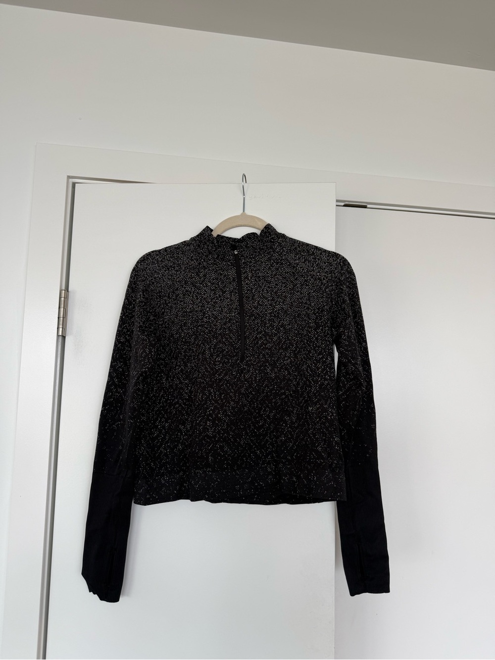 lululemon athletica Black Sparkle Half-Zip Long Sleeve Top